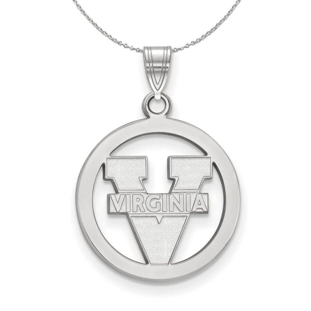 Sterling Silver U. of Virginia Small Circle Necklace - 24 Inch